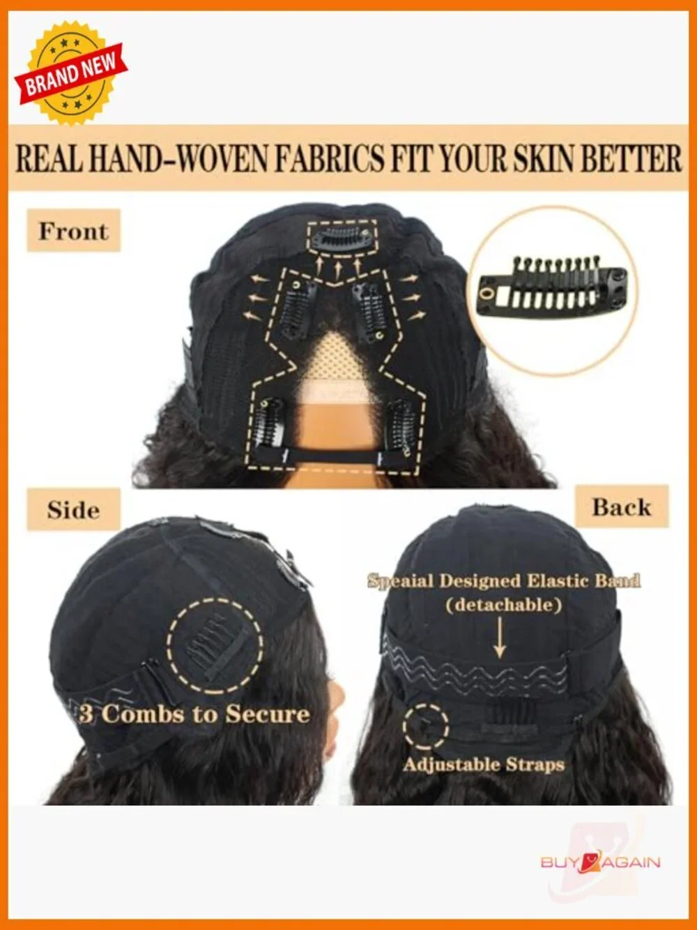 V Part Wig Human Hair Deep Wave 24